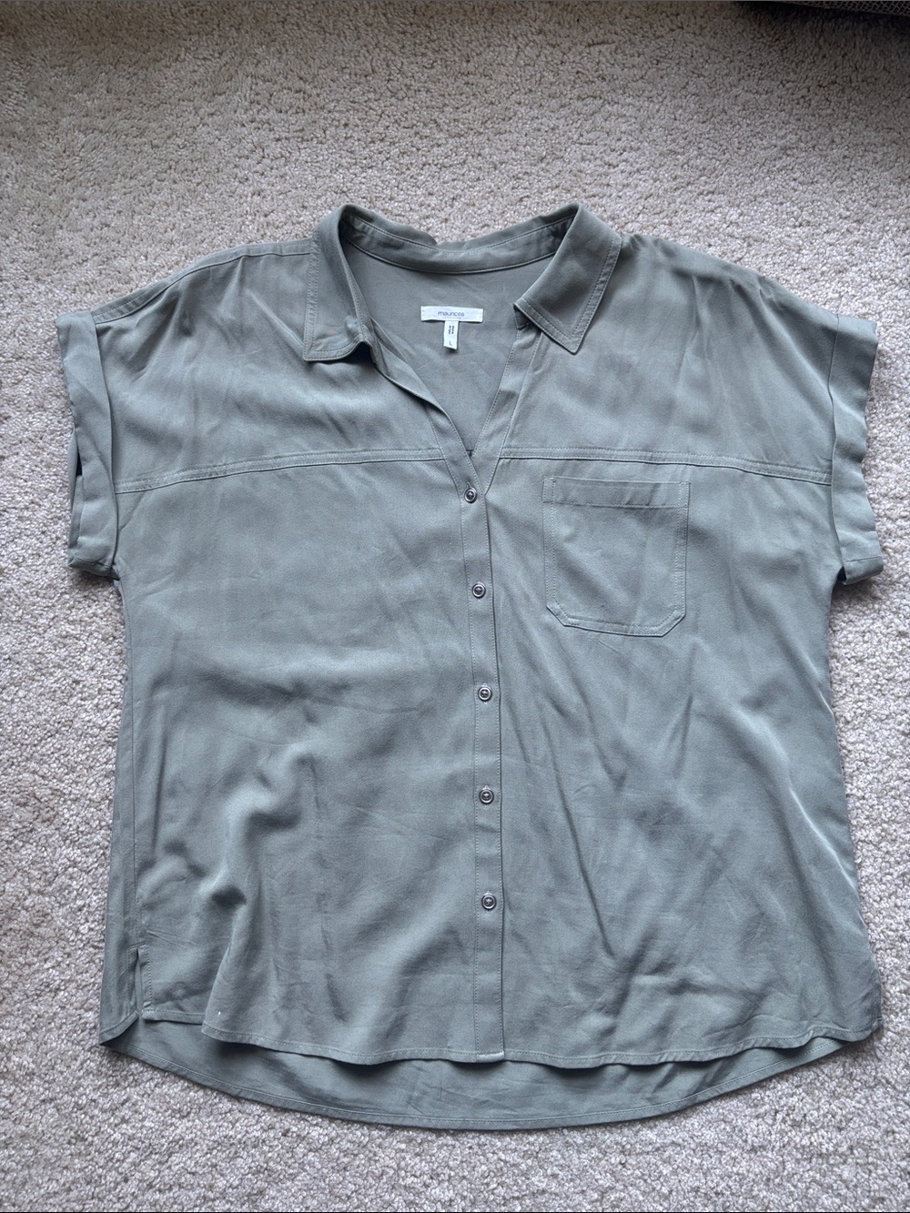Maurices Light Olive Button-Front Blouse